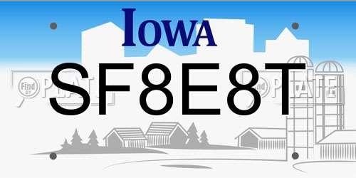SF8E8T Iowa License Plate