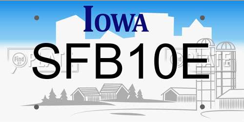 SFB10E Iowa License Plate