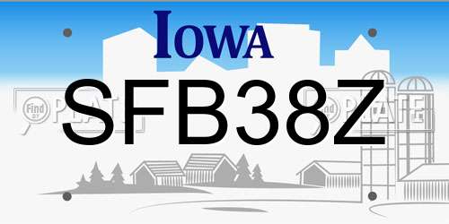SFB38Z Iowa License Plate