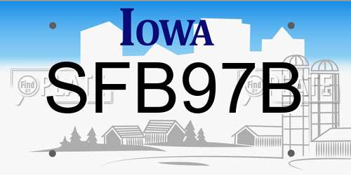 SFB97B Iowa License Plate