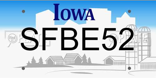 SFBE52 Iowa License Plate