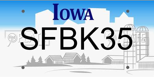 SFBK35 Iowa License Plate