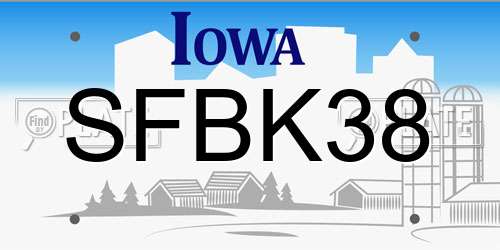 SFBK38 Iowa License Plate