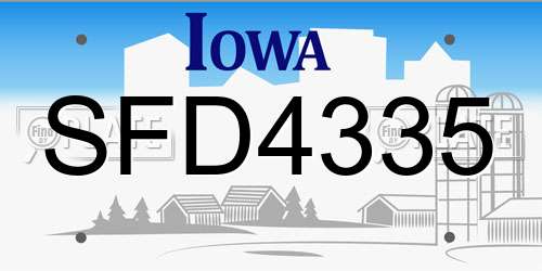 SFD4335 Iowa License Plate