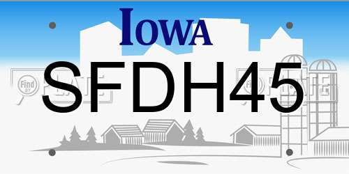 SFDH45 Iowa License Plate