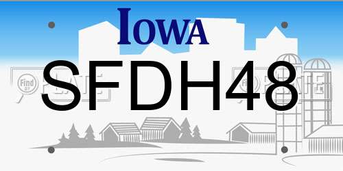 SFDH48 Iowa License Plate