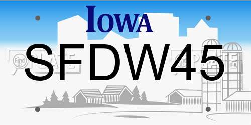 SFDW45 Iowa License Plate