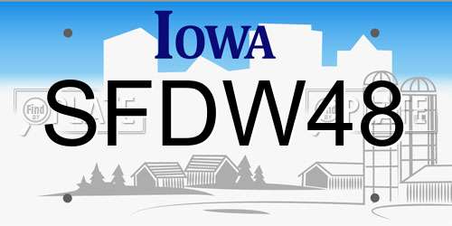 SFDW48 Iowa License Plate