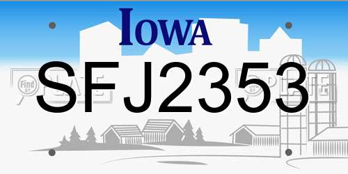 SFJ2353 Iowa License Plate