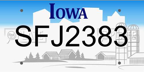 SFJ2383 Iowa License Plate