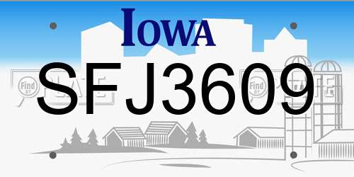 SFJ3609 Iowa License Plate