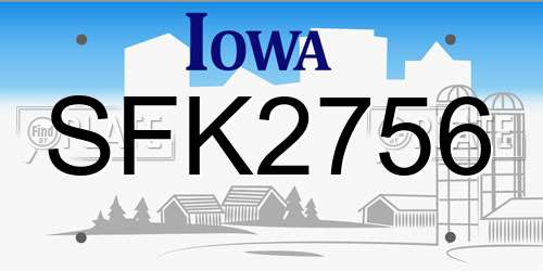 SFK2756 Iowa License Plate