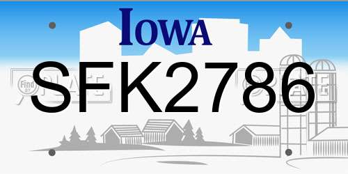 SFK2786 Iowa License Plate