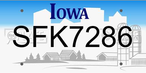SFK7286 Iowa License Plate