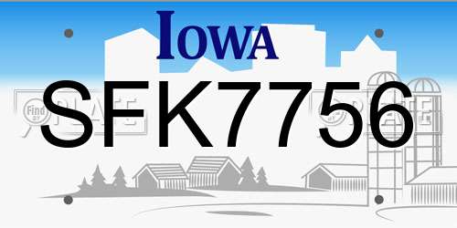 SFK7756 Iowa License Plate
