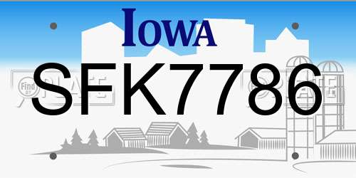 SFK7786 Iowa License Plate