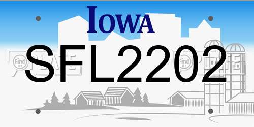SFL2202 Iowa License Plate