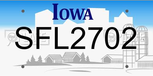 SFL2702 Iowa License Plate