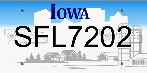 SFL7202 Iowa License Plate