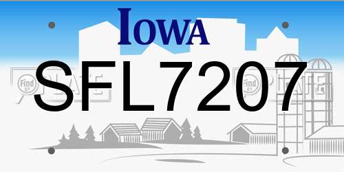 SFL7207 Iowa License Plate