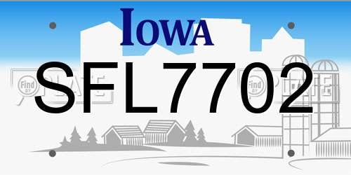 SFL7702 Iowa License Plate
