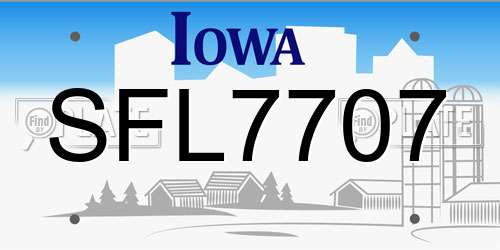 SFL7707 Iowa License Plate