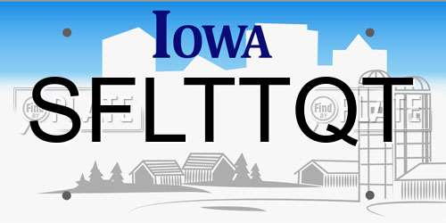 SFLTTQT Iowa License Plate