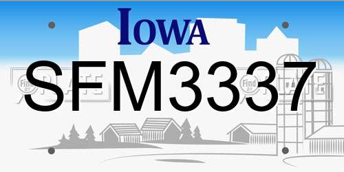 SFM3337 Iowa License Plate