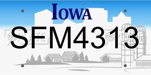 SFM4313 Iowa License Plate