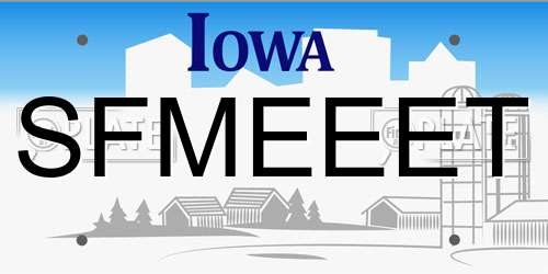 SFMEEET Iowa License Plate