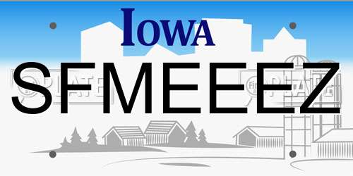 SFMEEEZ Iowa License Plate