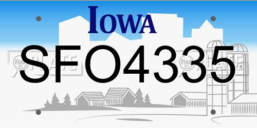 SFO4335 Iowa License Plate