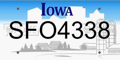 SFO4338 Iowa License Plate