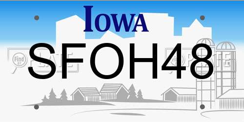SFOH48 Iowa License Plate