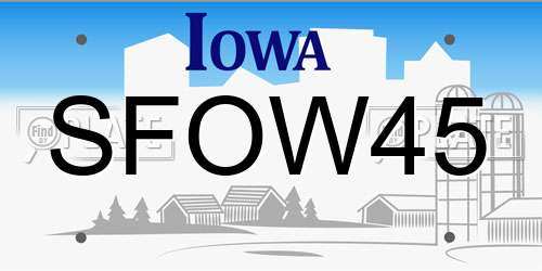 SFOW45 Iowa License Plate