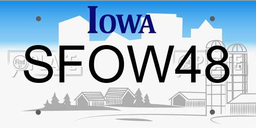 SFOW48 Iowa License Plate