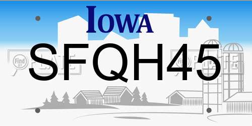 SFQH45 Iowa License Plate