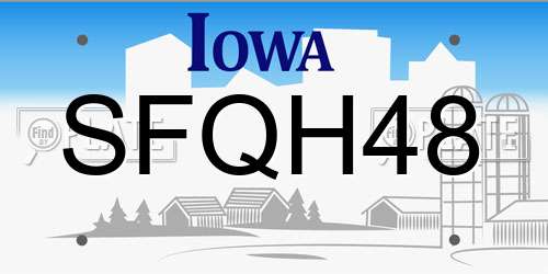 SFQH48 Iowa License Plate