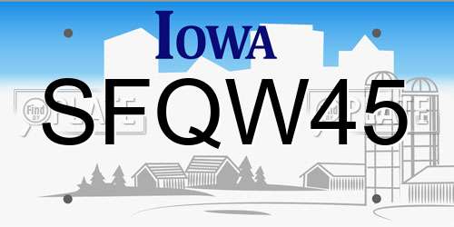 SFQW45 Iowa License Plate