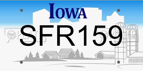 SFR159 Iowa License Plate