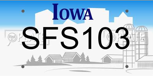 SFS103 Iowa License Plate