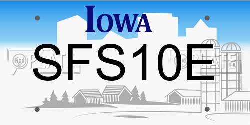 SFS10E Iowa License Plate