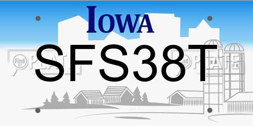 SFS38T Iowa License Plate