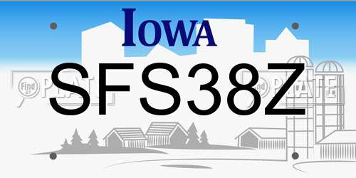 SFS38Z Iowa License Plate