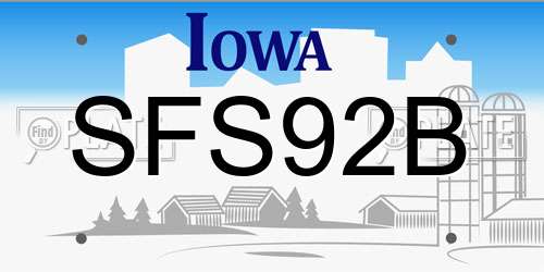 SFS92B Iowa License Plate