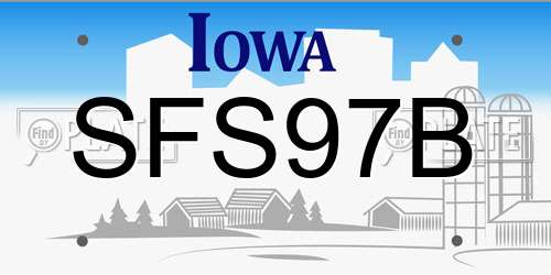 SFS97B Iowa License Plate