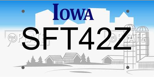 SFT42Z Iowa License Plate