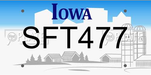 SFT477 Iowa License Plate