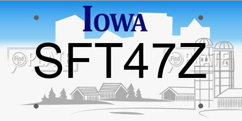 SFT47Z Iowa License Plate