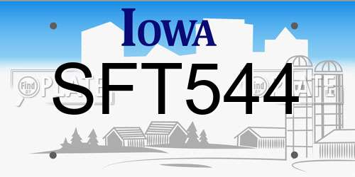 SFT544 Iowa License Plate